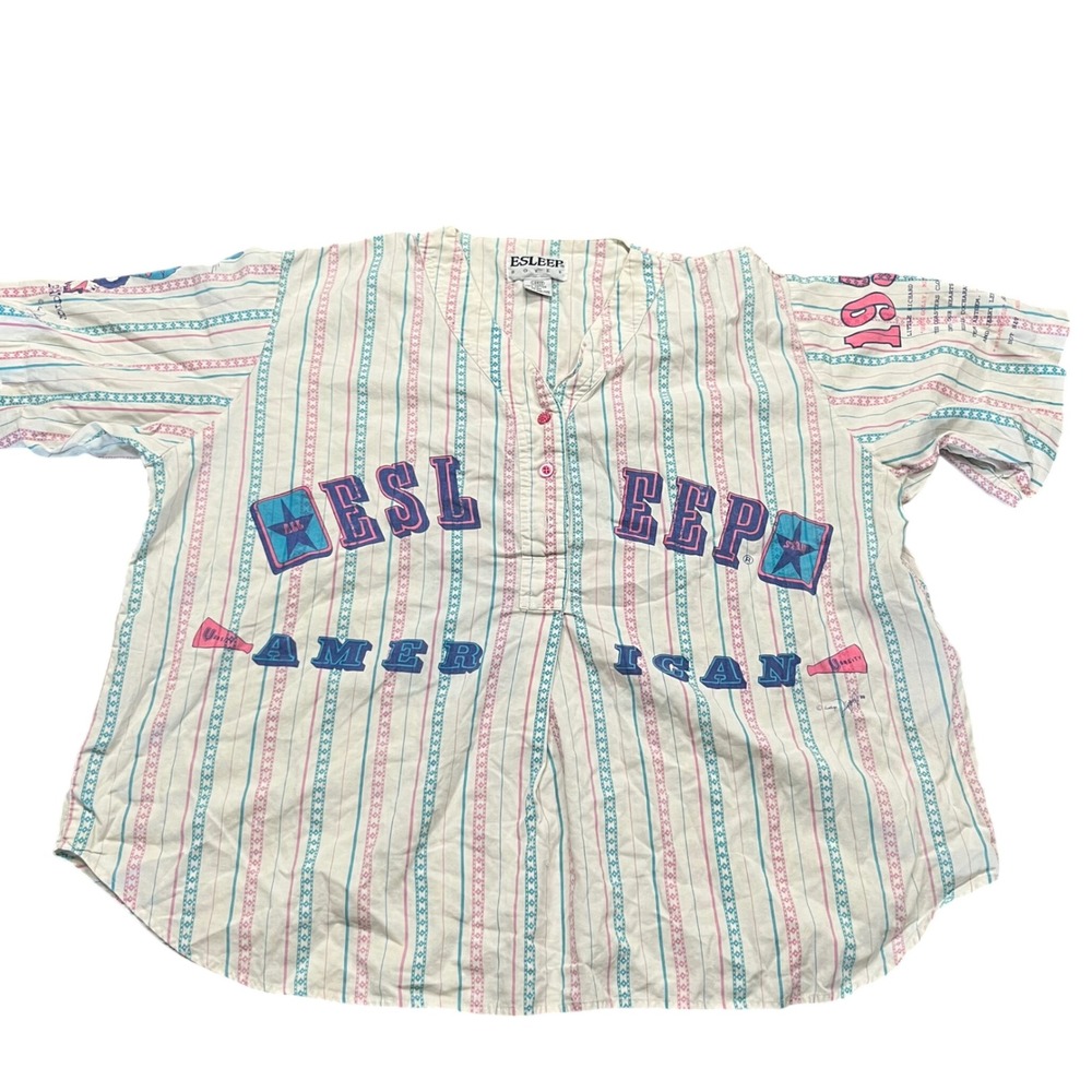 Vintage Esleep Boxer Cotton Sleep Shirt 1958 Rock N Roll Graphic Pajama Top L